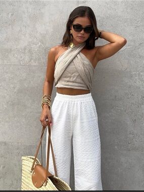 Linen colored halter top size small